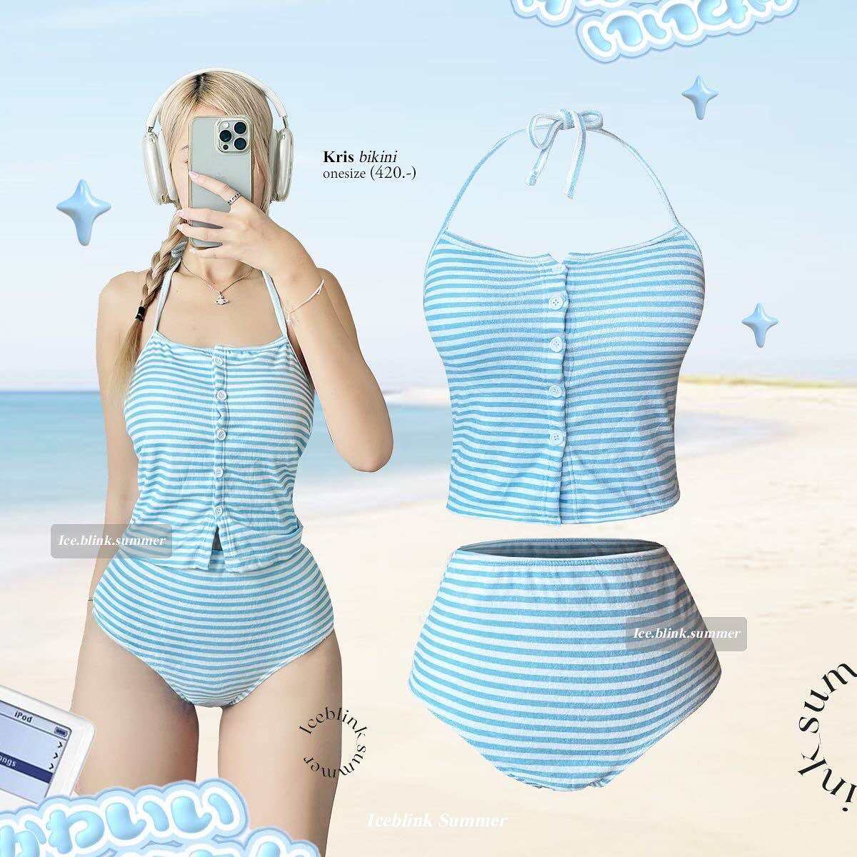 ICEBLINK Kris bikini บกน ชดวายนำลายทางสฟา พรอมสง