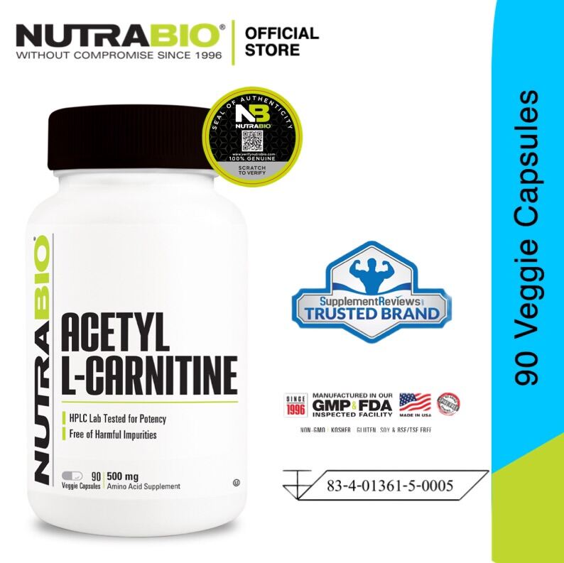 NutraBio Acetyl L Carnitine 500mg 90 Vegetable Capsules Lazada Co Th