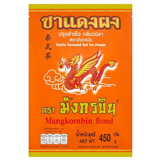 ชาแดงผง ปรุงสำเร็จ กลิ่นวนิลา ตรามังกรบิน Vanilla Flavour Thai Tea Powder Mung Korn Bin Brand 450g Thai Tea
