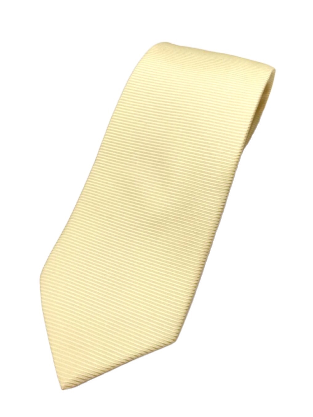 เนคไทผ้าไหมสีเหลืองนวลลายในตัวยี่ห้อ Quality ขนาดมาตรฐาน 10 X 150 cm ( 4นิ้ว )