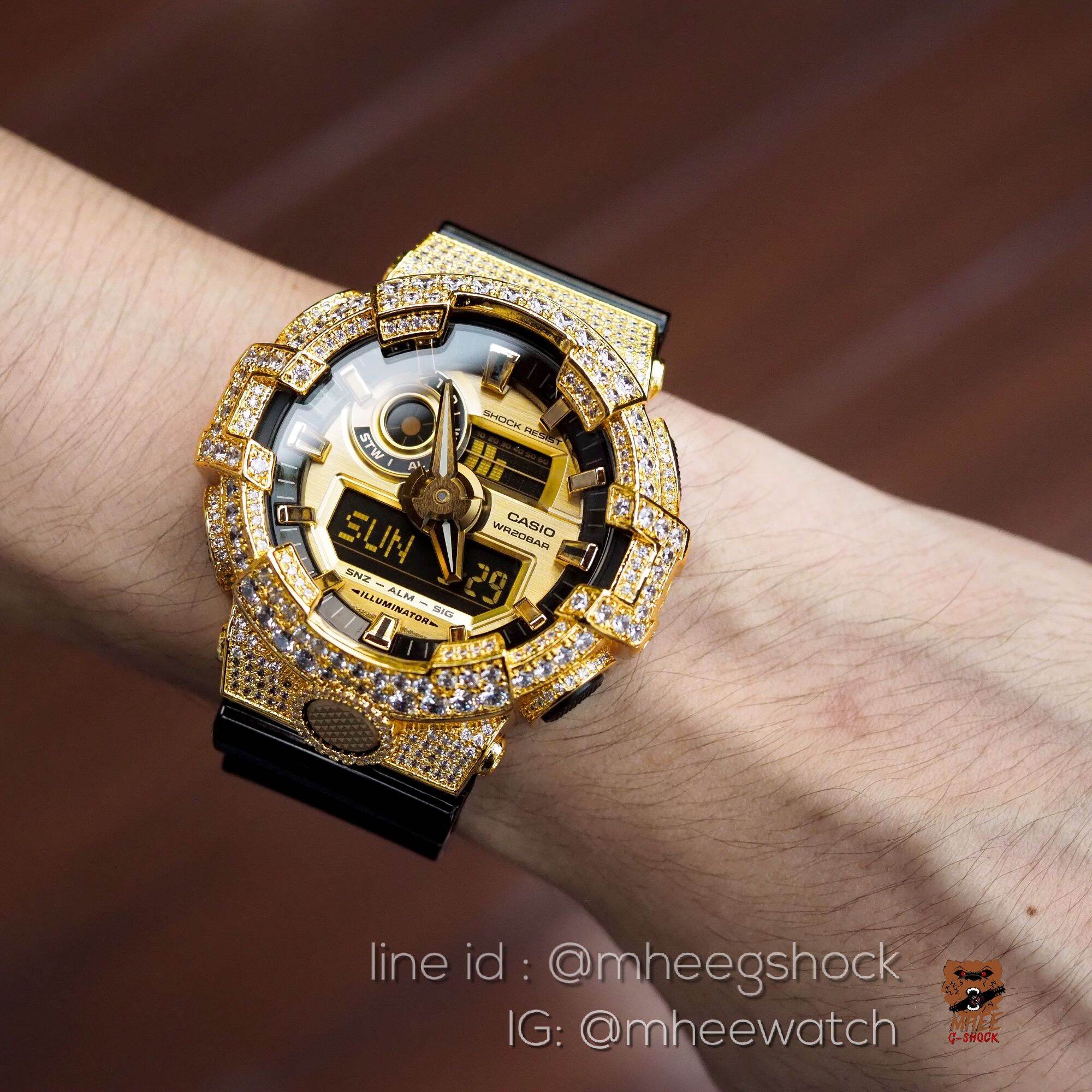นาฬิกาG-Shock GA-710GB-1ADR Diamond Goldคัสต้อมใส่กรอบเพชรฝังCZ ของแท้100% ประกันศูนย์1ปี