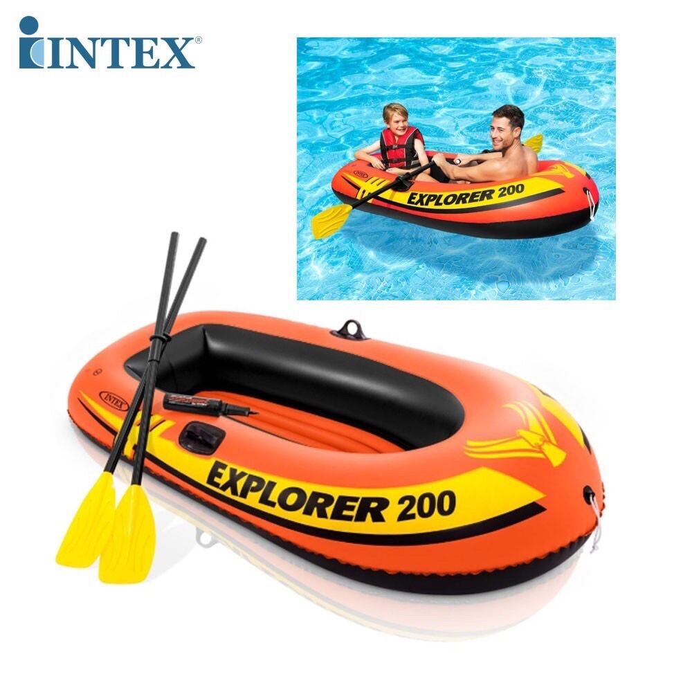 INTEX เรือยางเป่าลม พร้อมพายและที่สูบลมมือ Explorer 200 Boat Set รุ่น 58331