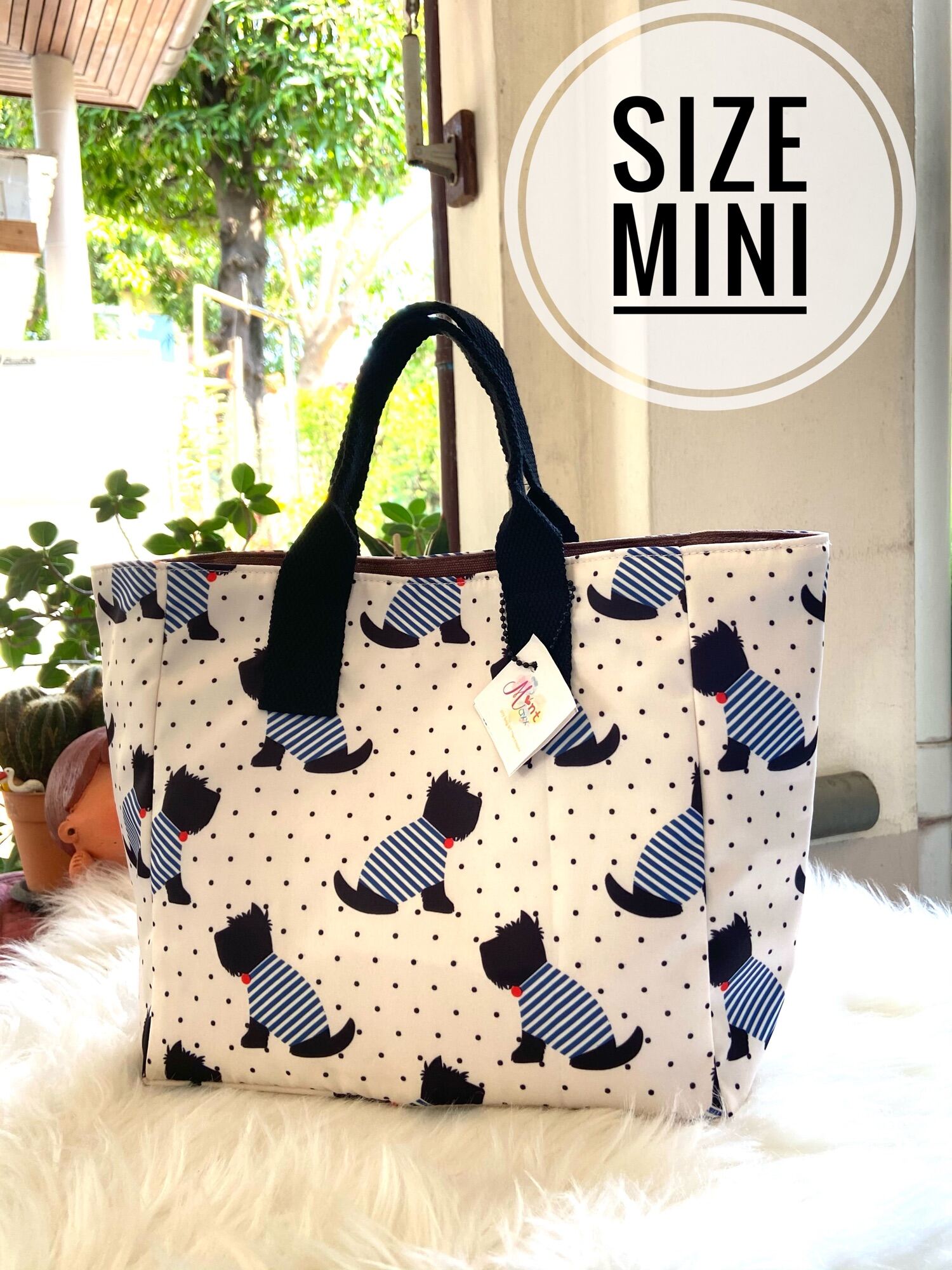 กระเป๋าถือ คล้องแขน Mini shopping bag ผ้ากันน้ำ ลายน้องหมา ลายสุดฮิต come back ja งาน Diy ⭐️🎉⭐️พร้อมส่งจร้า