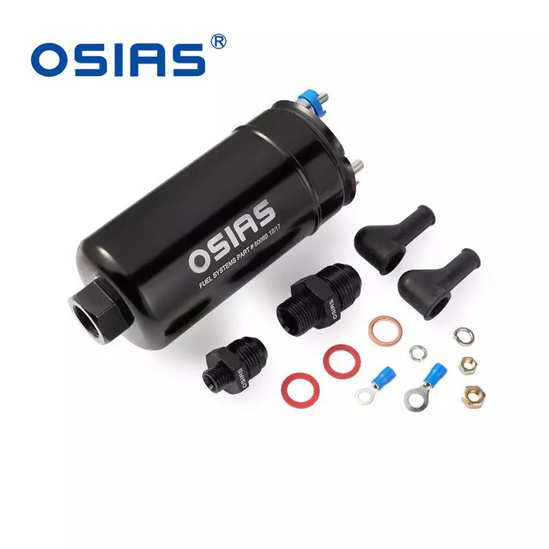 OSIAS New EFI 380 LPH 1000HP  Inline External Fuel Pump 10AN Inlet + Check Vavle 6AN Outlet E85 Compatible Compatible 044 style ปั๊มติ๊ก