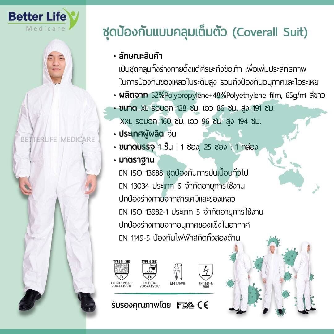 ชุด PPE ชุดป้องกันเชื้อโรค พร้อมส่ง