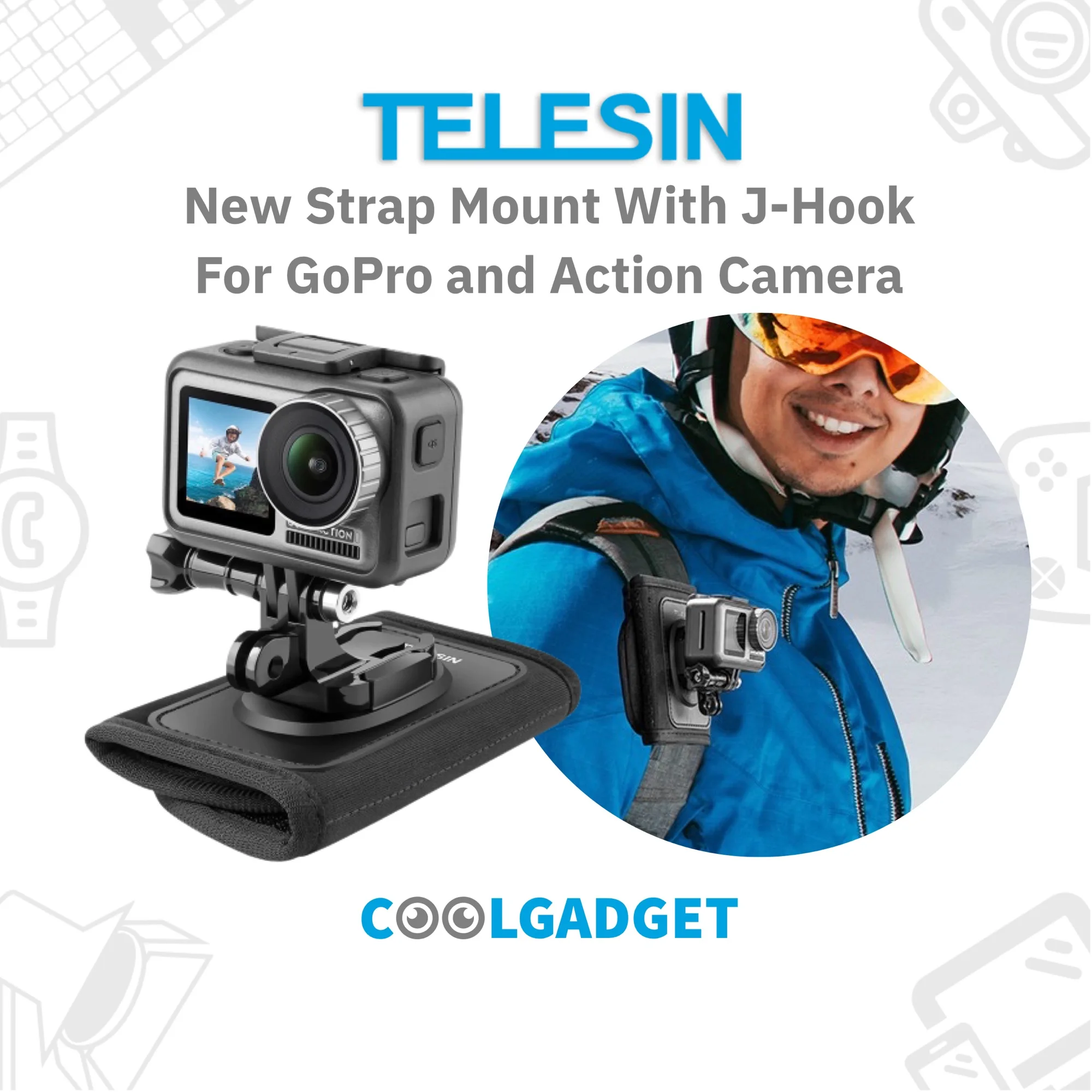 [ส่งใน🇹🇭]Telesin New Backpack Mount Shoulder Strap Holder ที่รัดกระเป๋ายึดกล้อง GoPro Hero 9 8 7 6 5 4, Osmo, Action Cam