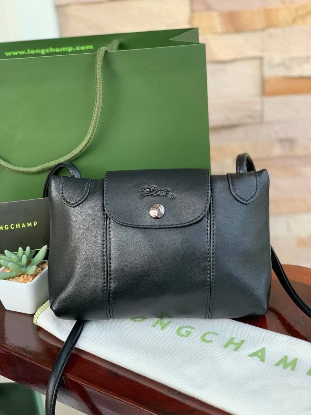 Longchamp Le Pliage Cuir Crossbody Bag Lazada.co.th
