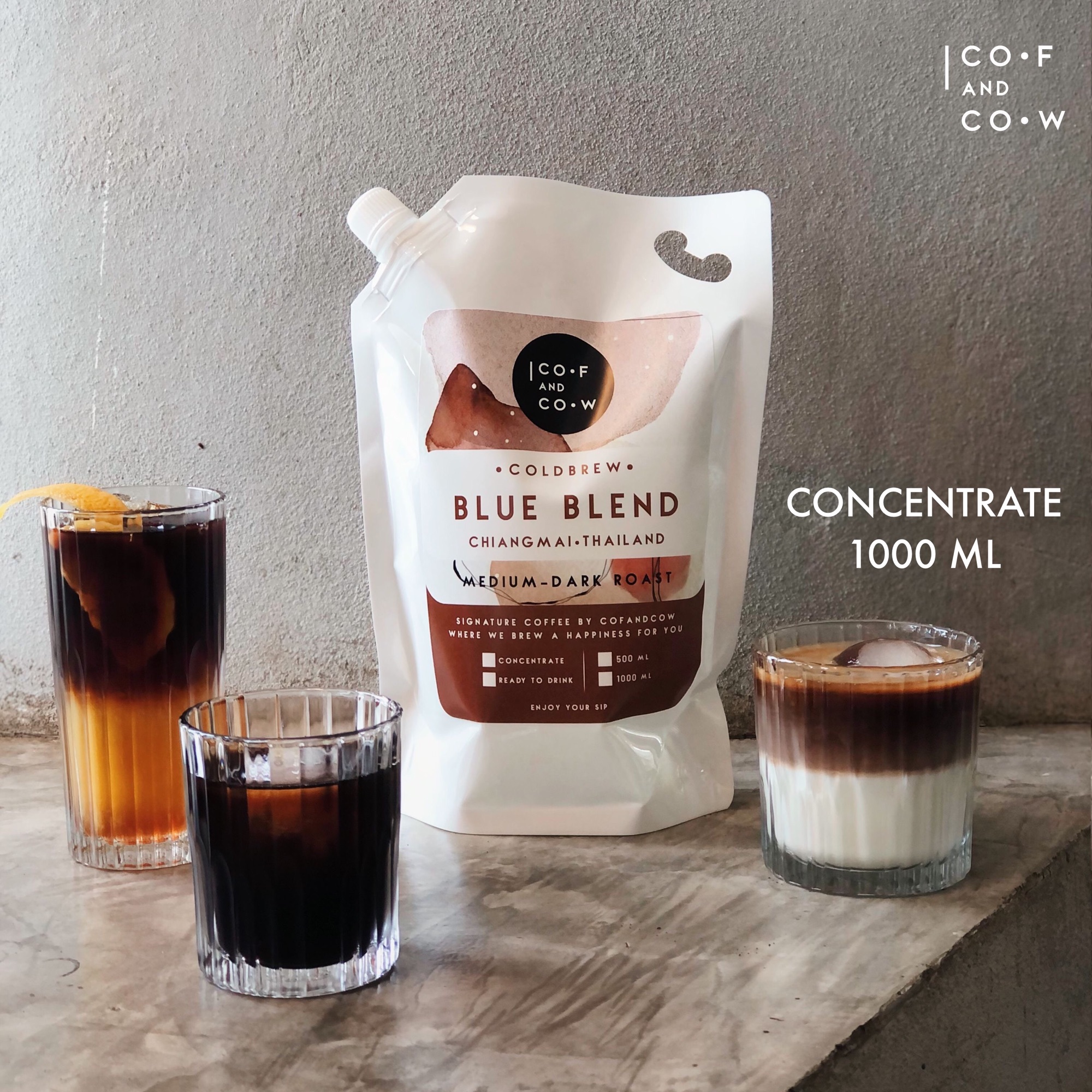 Cofandcow | Coldbrew Concentrate - BLUE BLEND 1000ml | กาแฟสกัดเย็นแบบเข้มข้น ดื่มได้มากกว่า 10 แก้ว