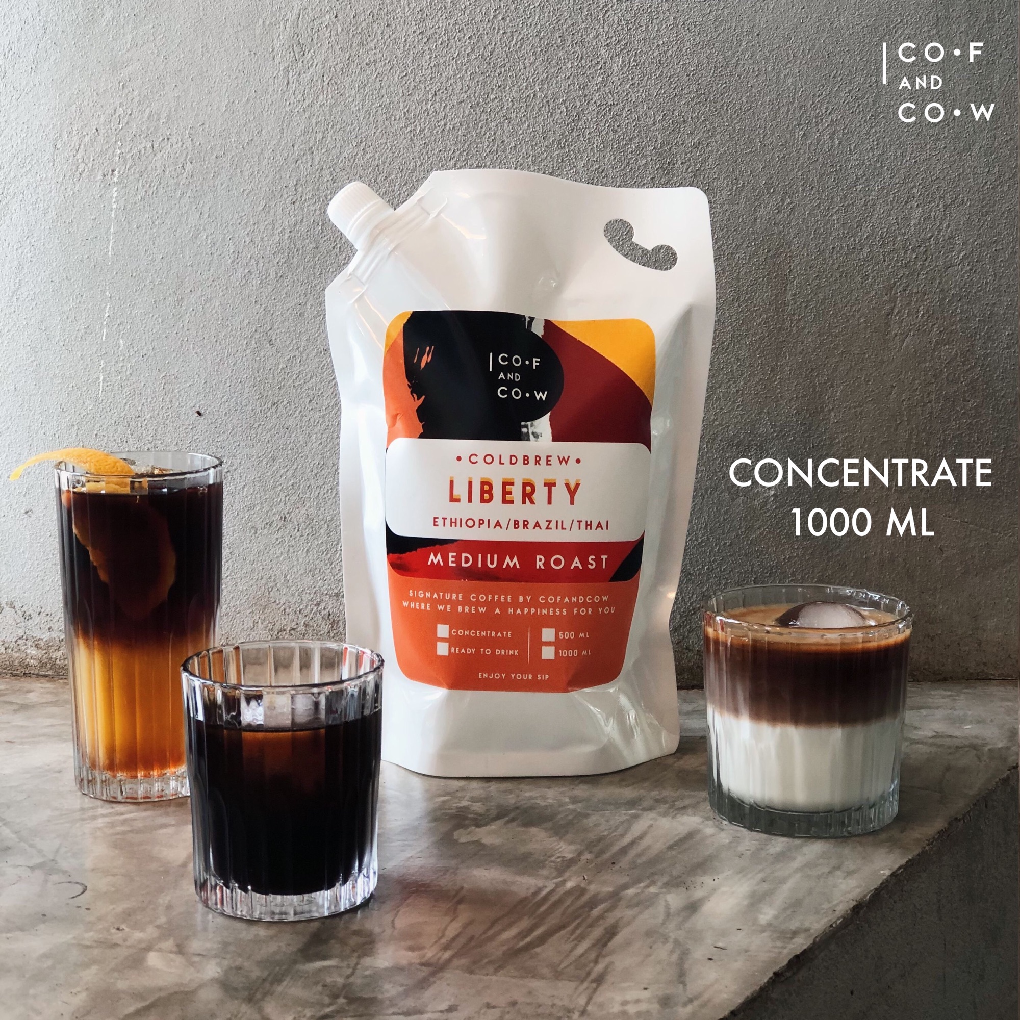 Cofandcow | Coldbrew Concentrate - liberty 1000 ml | กาแฟสกัดเย็นแบบเข้มข้น ดื่มได้มากกว่า 10 แก้ว