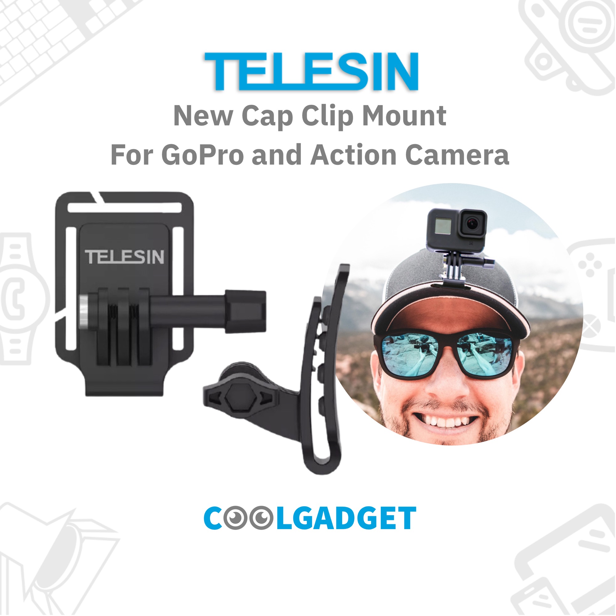 [ส่งใน??]Telesin New Cap Clip Mount คลิปหนีบหมวกติดกับกล้อง GoPro 9 8 7 6 , Action Camera ติดหมวกแน่น แข็งแรง ใช้งานง่าย