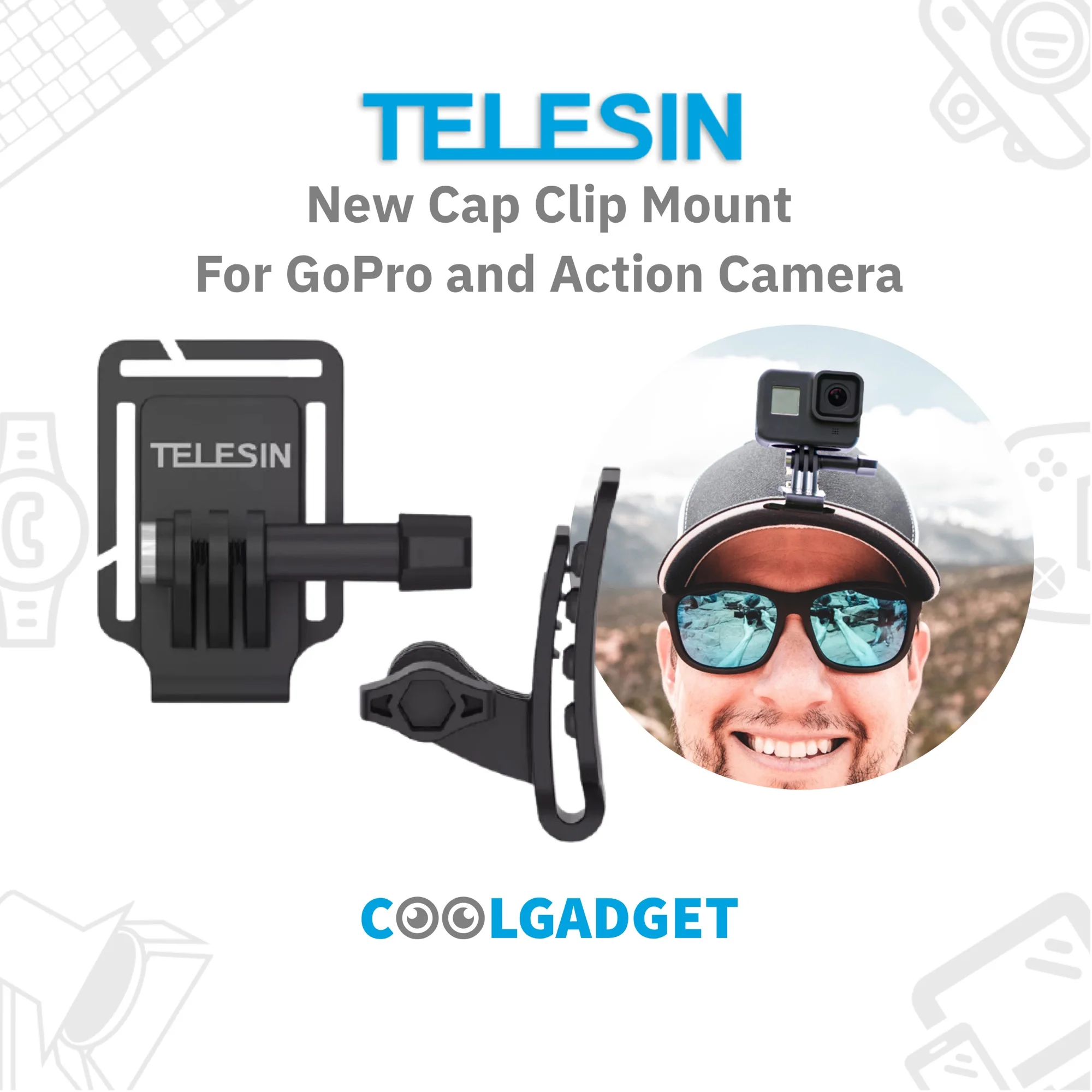 [ส่งใน🇹🇭]Telesin New Cap Clip Mount คลิปหนีบหมวกติดกับกล้อง GoPro 9 8 7 6 , Action Camera ติดหมวกแน่น แข็งแรง ใช้งานง่าย