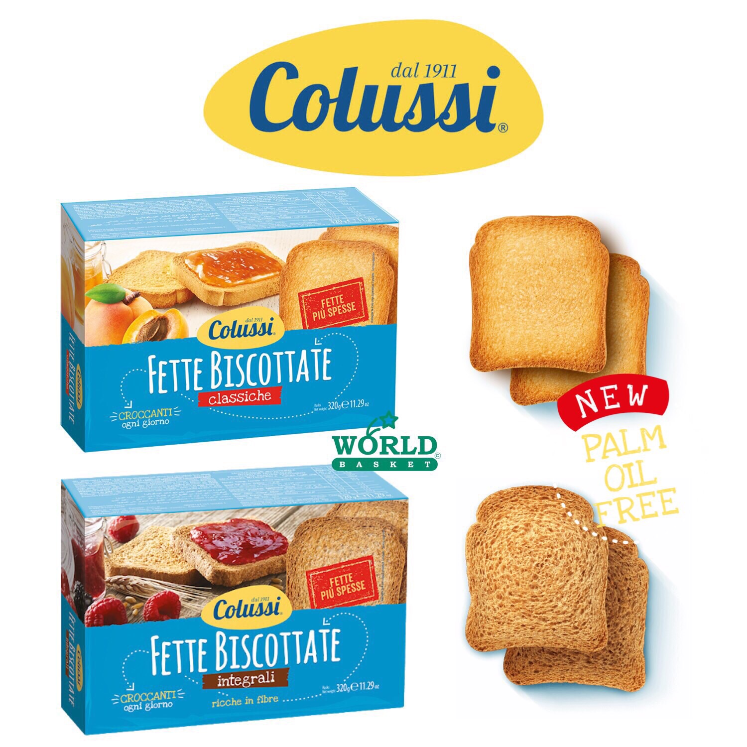 ?? COLUSSI Fette Biscottate - Classic Rusks & Whole-Grain Rusks 320g?แพนโคลุสชี่ ขนมปังกรอบชนิดแผ่น?นำเข้าจากอิตาลี?