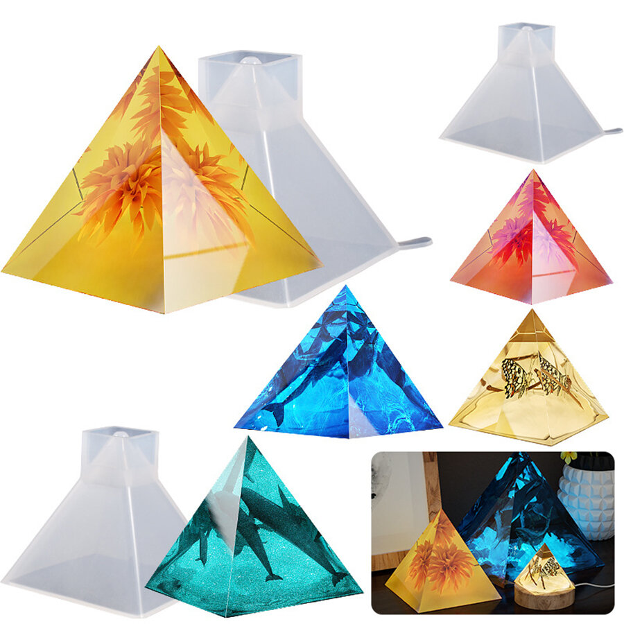 1 ชิ้นพีระมิดแม่พิมพ์ซิลิโคนคริสตัล Chakra เรซิ่นพีระมิดหินหล่อแม่พิมพ์ DIY เครื่องประดับหัตถกรรมทําอีพ็อกซี่เรซินแม่พิมพ์