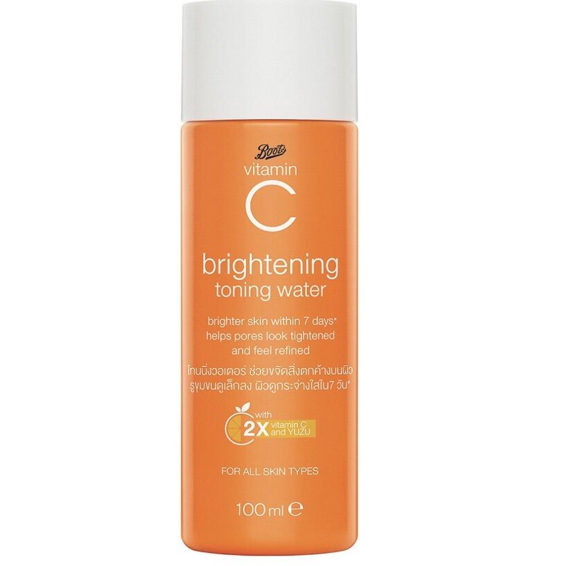 Boots Vitamin C Brightening Toning Water 400ml.100ml.30ml. บู๊ทส์วิตามินซี โทนเนอร์ ขวดใหญ่ 400