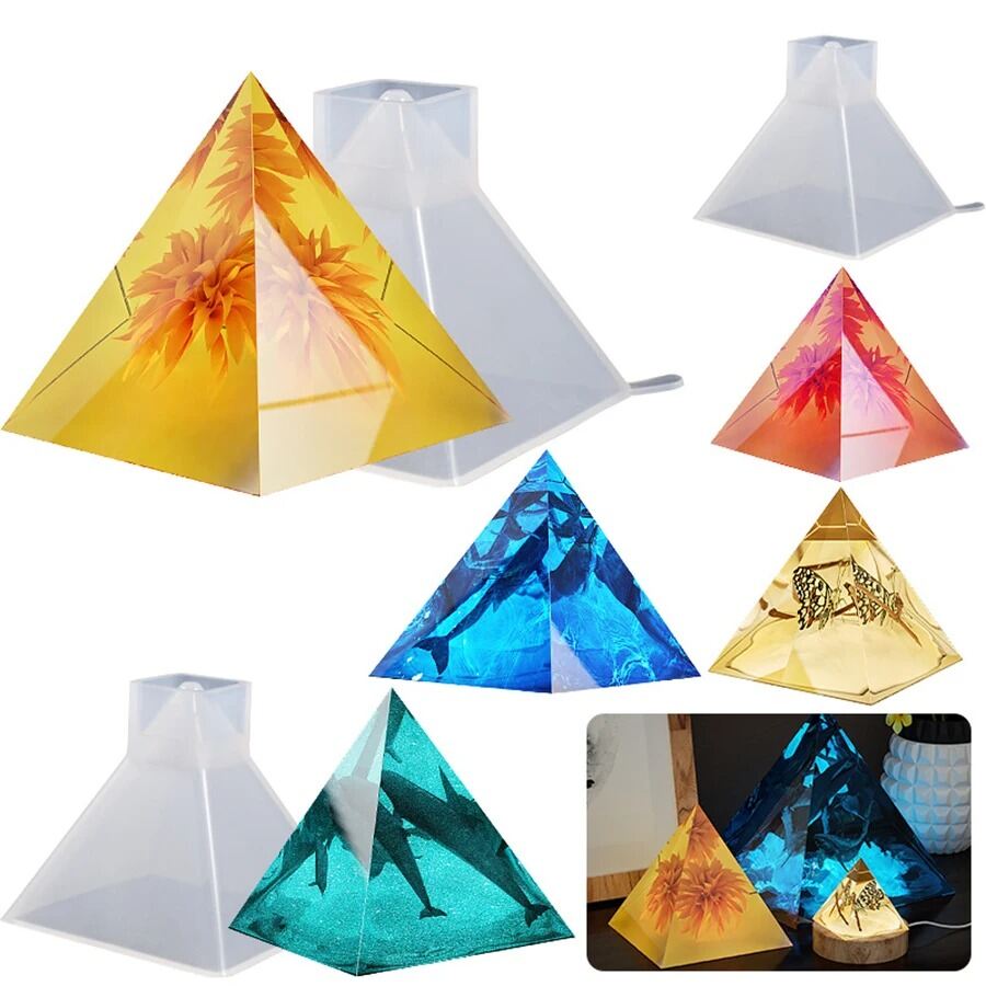 1 ชิ้นพีระมิดแม่พิมพ์ซิลิโคนคริสตัล Chakra เรซิ่นพีระมิดหินหล่อแม่พิมพ์ DIY เครื่องประดับหัตถกรรมทําอีพ็อกซี่เรซินแม่พิมพ์