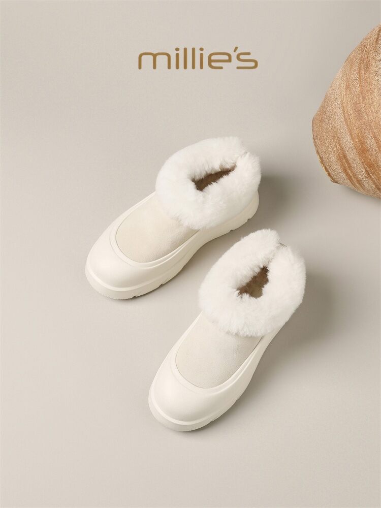 Thick Heeled Snow Boots Furry Warm Outdoor Leisure Shoes ราคา 8,496 บาท*ส่งฟรี