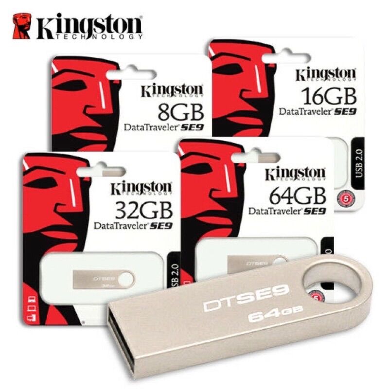 Kingston แฟลชไดรฟ์ USB 2.0/3.0/3.1รุ่น SE9ใหม่2GB 4GB 8GB 16GB 32GB 64GB 128GB 256GB ราคา 59 บาท*ส่งฟรี