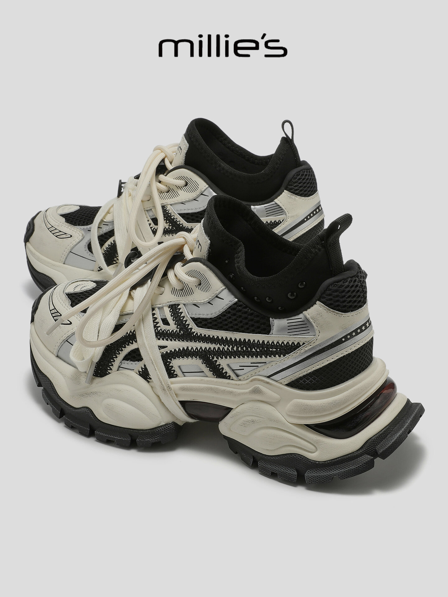 MILLIE'S | Retro Thick Sole Heeled Sneaker ราคา 10,420 บาท*ส่งฟรี