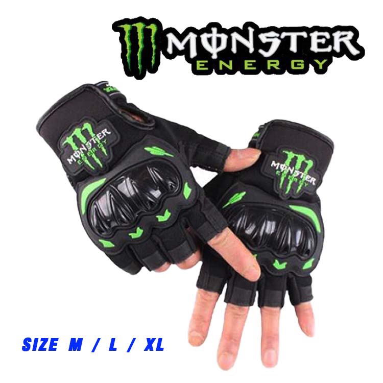 ถุงมือแบบครึ่งนิ้ว Monster ถุงมือขี่รถมอไซค์ ถุงมือมอเตอร์ไซค์ Big Bike ถุงมือขับมอเตอร์ไซค์ ถุงมือครึ่งนิ้ว. 