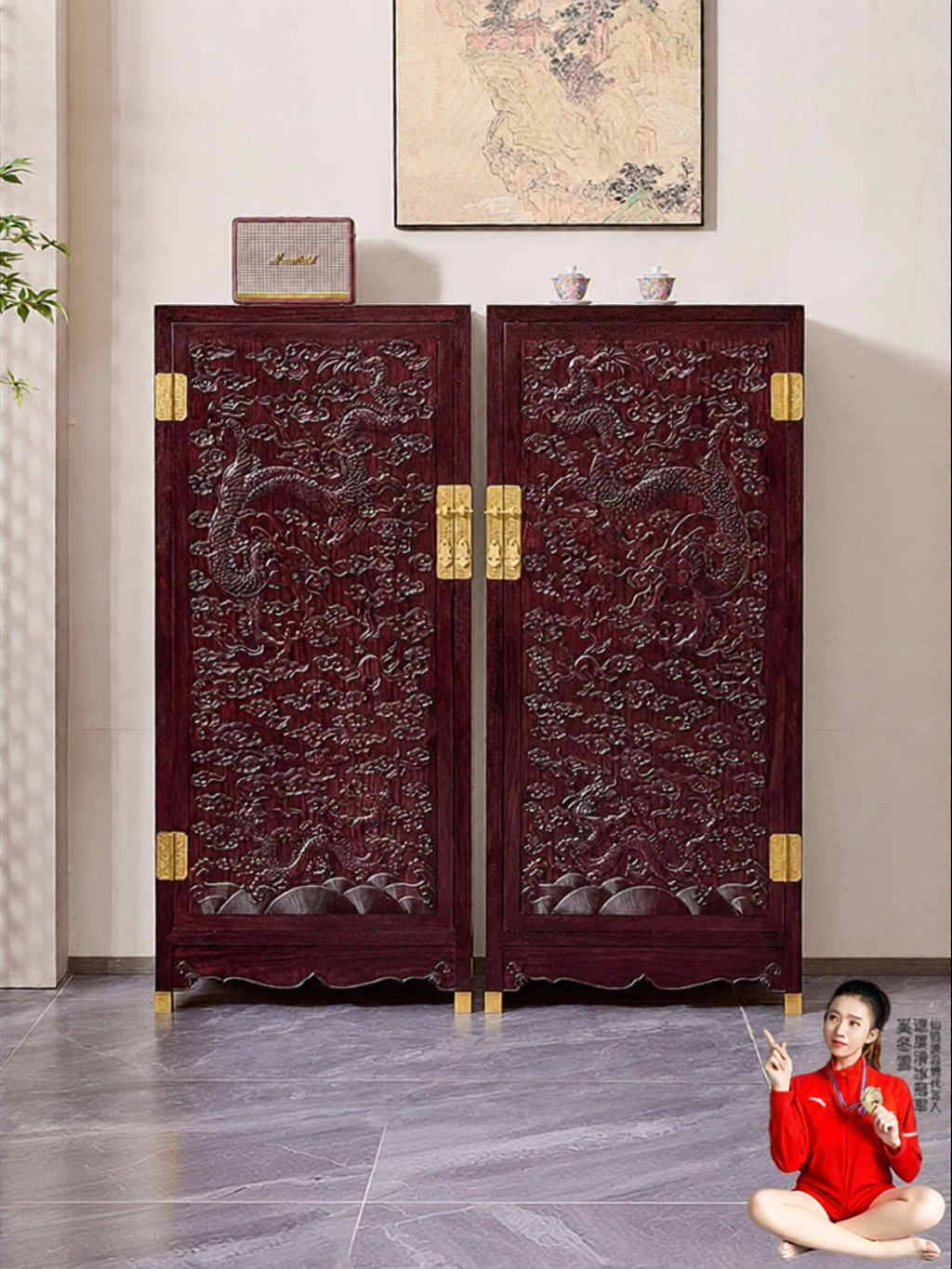 Chinese Style Storage Cabinet Real Wood Zitan ราคา 76,253 บาท*ส่งฟรี