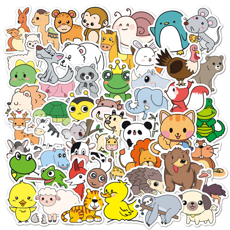 HUAQILI | สติกเกอร์สัตว์การ์ตูน 100 ชิ้น