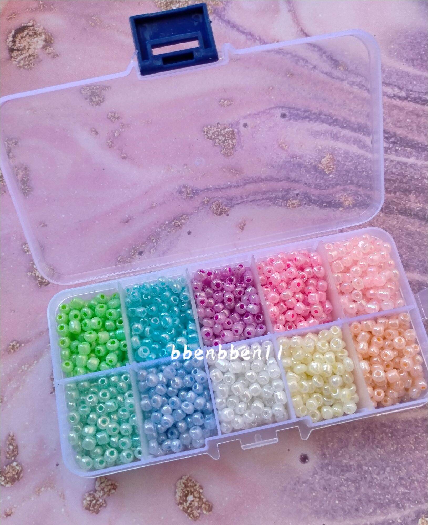 BEADS KIT ลูกปัดเม็ดทรายขนาด 4มิล พร้อมกล่อง จำนวน 10 สี (ได้ทุกอย่างตามรูป)