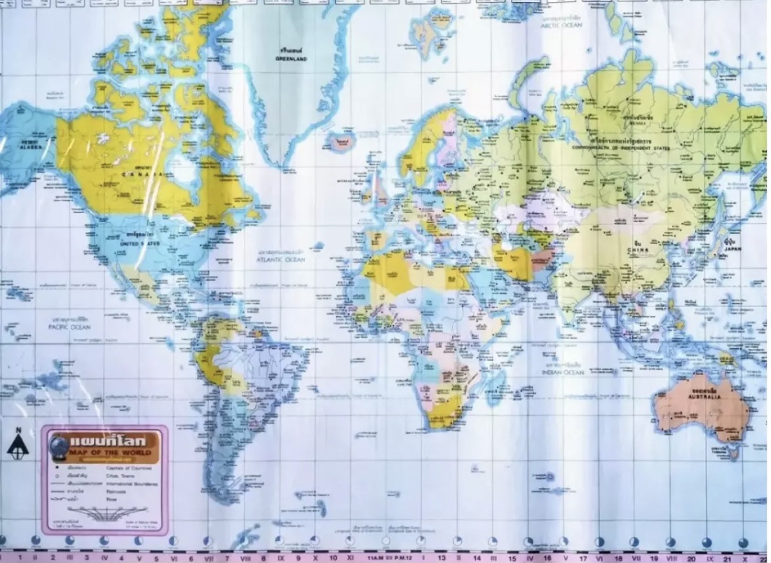 แผนที่โลก World map ไทย-อังกฤษขนาด 22นิ้วX32นิ้ว
