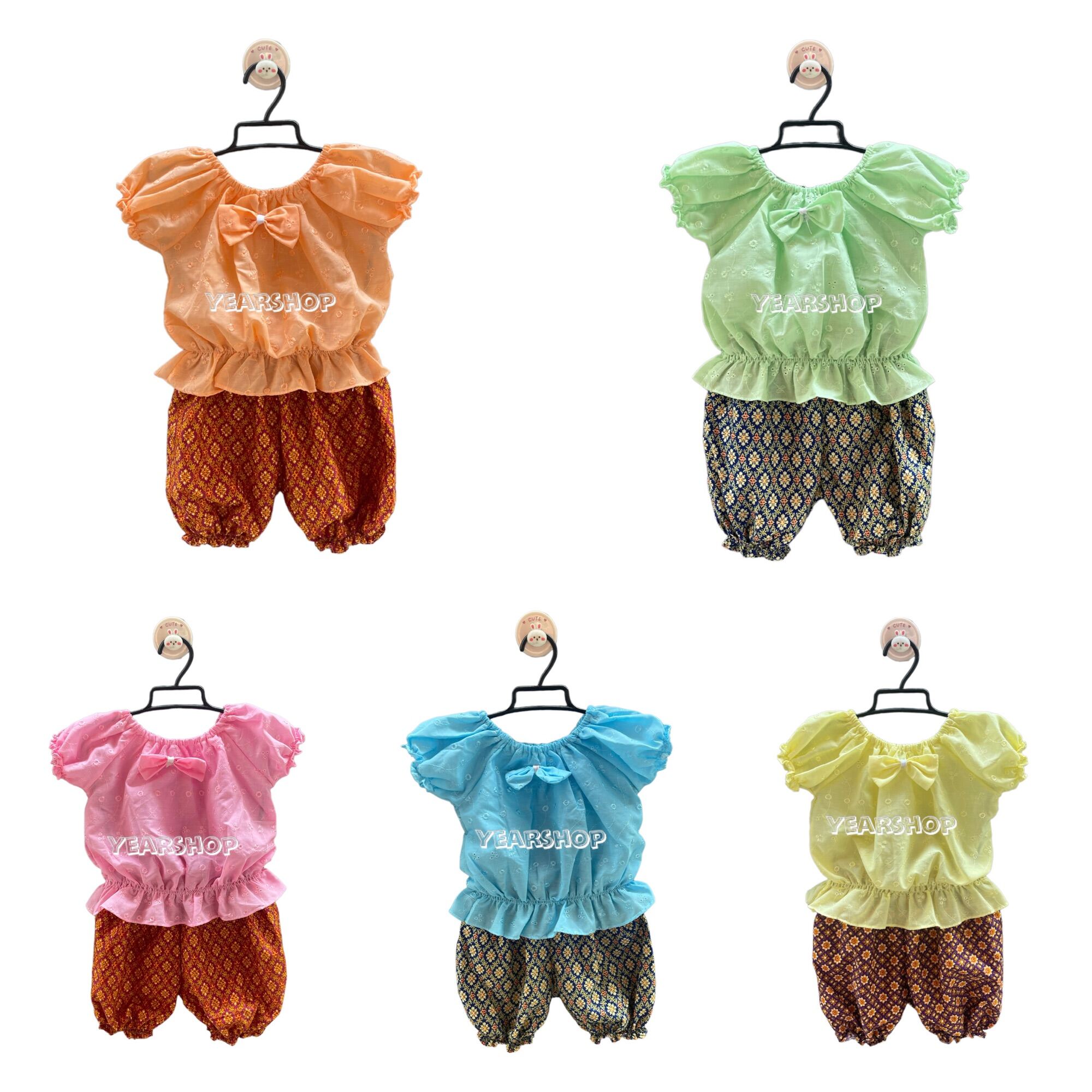 ชุดไทยเด็กผู้หญิง ชุดไทยเด็กเล็ก ใส่สงกรานต์ ใส่ลอยกระทง แขนตุ๊กตา เด็กแรกเกิด-5ขวบ ราคา 119 บาท*ส่งฟรี