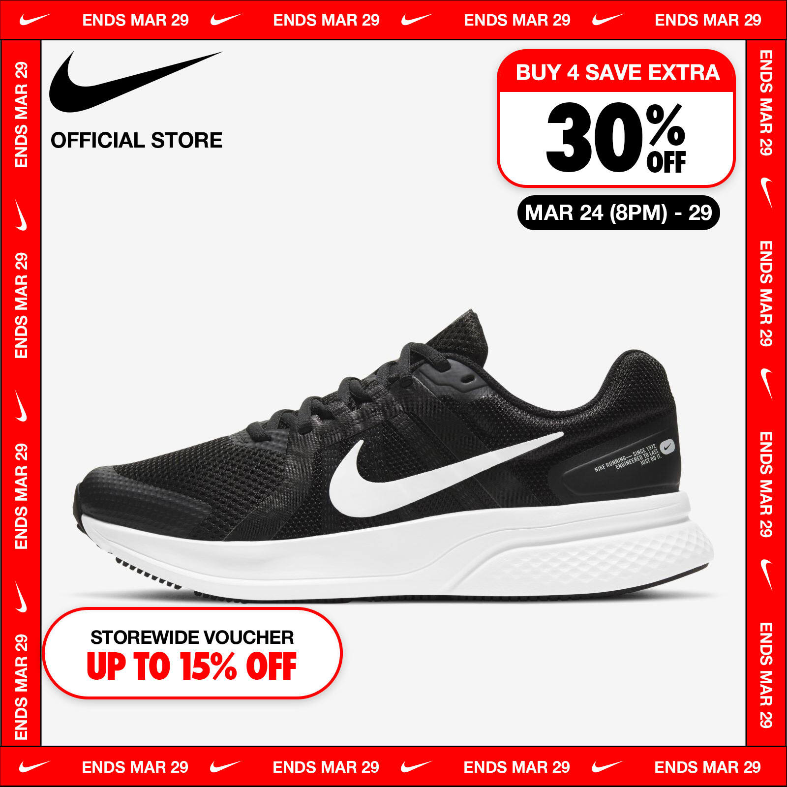 Nike Men's Run Swift 2 Road Running Shoes - Black ราคา 2,400 บาท*ส่งฟรี