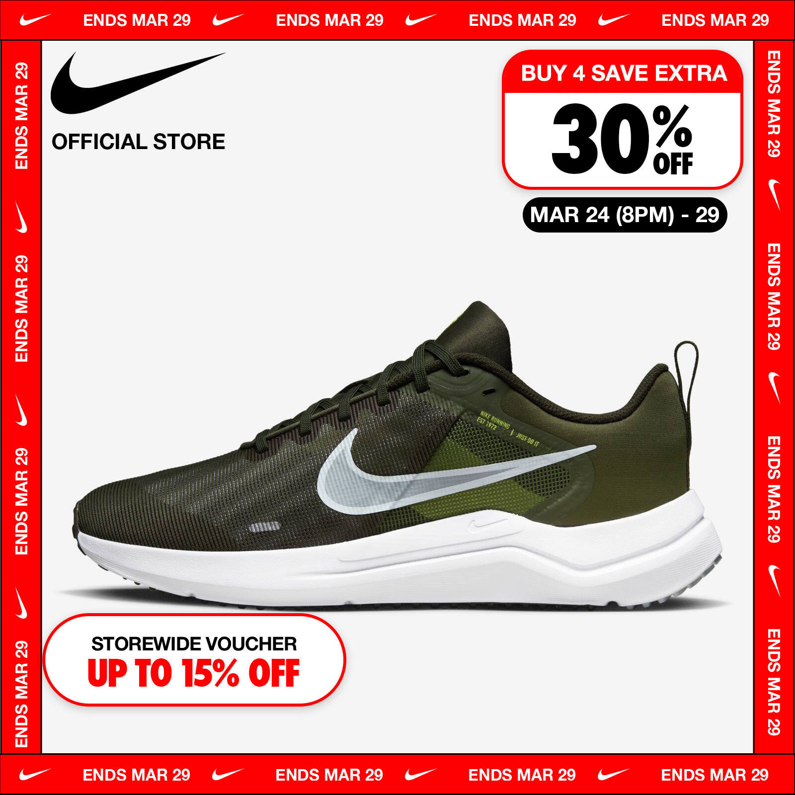 Nike Men's Downshifter 12 Shoes - Cargo Khaki ราคา 2,100 บาท*ส่งฟรี