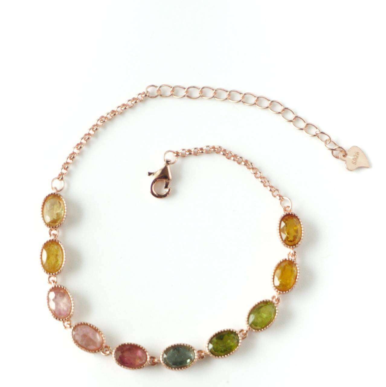 Natural Tourmaline Bracelet Silver 925 , Gift for her , Birthday Gift , Birthstone ราคา 4,600 บาท*ส่งฟรี