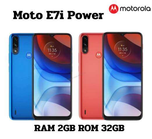 อุปกรณ์มือถือและแท็บเล็ต Motorola Moto E7i Power Ram Blue 2GB Rom 32GB แบตเตอรี่ 5000 mAh รับรองชาร์จไว 10W เครื่องใหม่