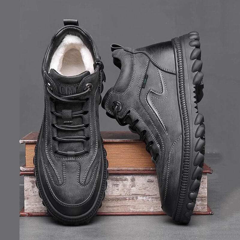 ASUOJIA | Warm Leather Sheepskin High Top Leisure Boots for Men ราคา 8,264 บาท*ส่งฟรี