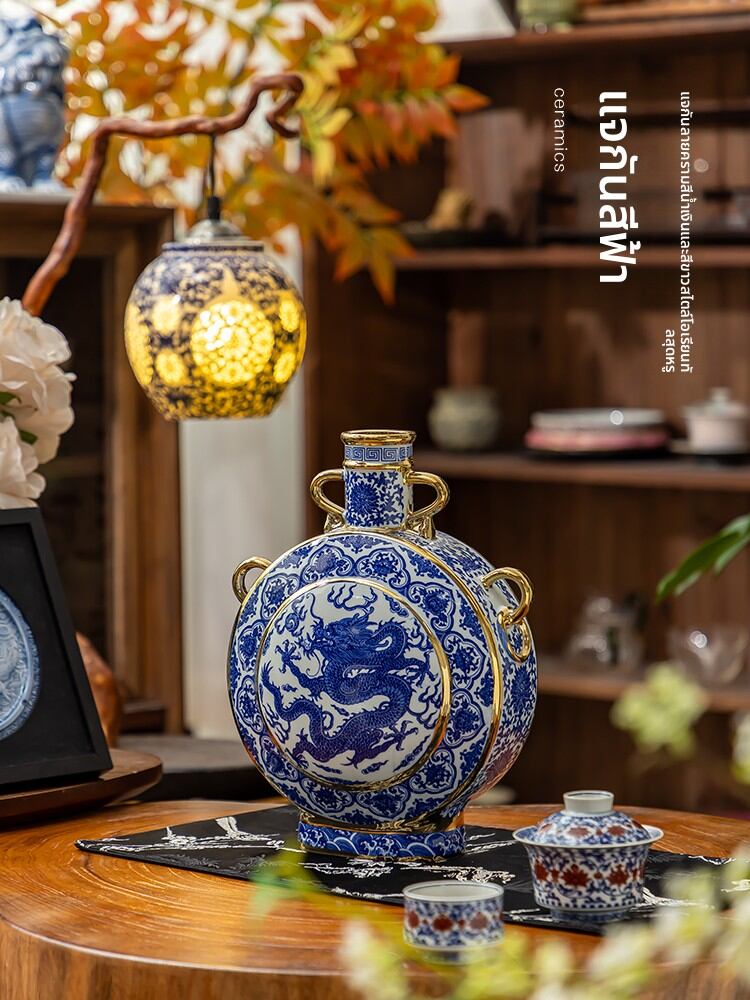SUILAN | Blue and White Hand-painted Dragon and Phoenix Vase Flower Arrangement Decor ราคา 4,026 บาท*ส่งฟรี
