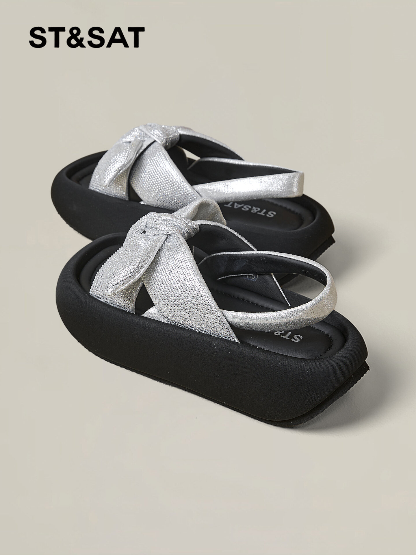 ST&SAT | Summer Casual Bow Decorated Thick Soled Roman Style Sandals ราคา 3,087 บาท*ส่งฟรี