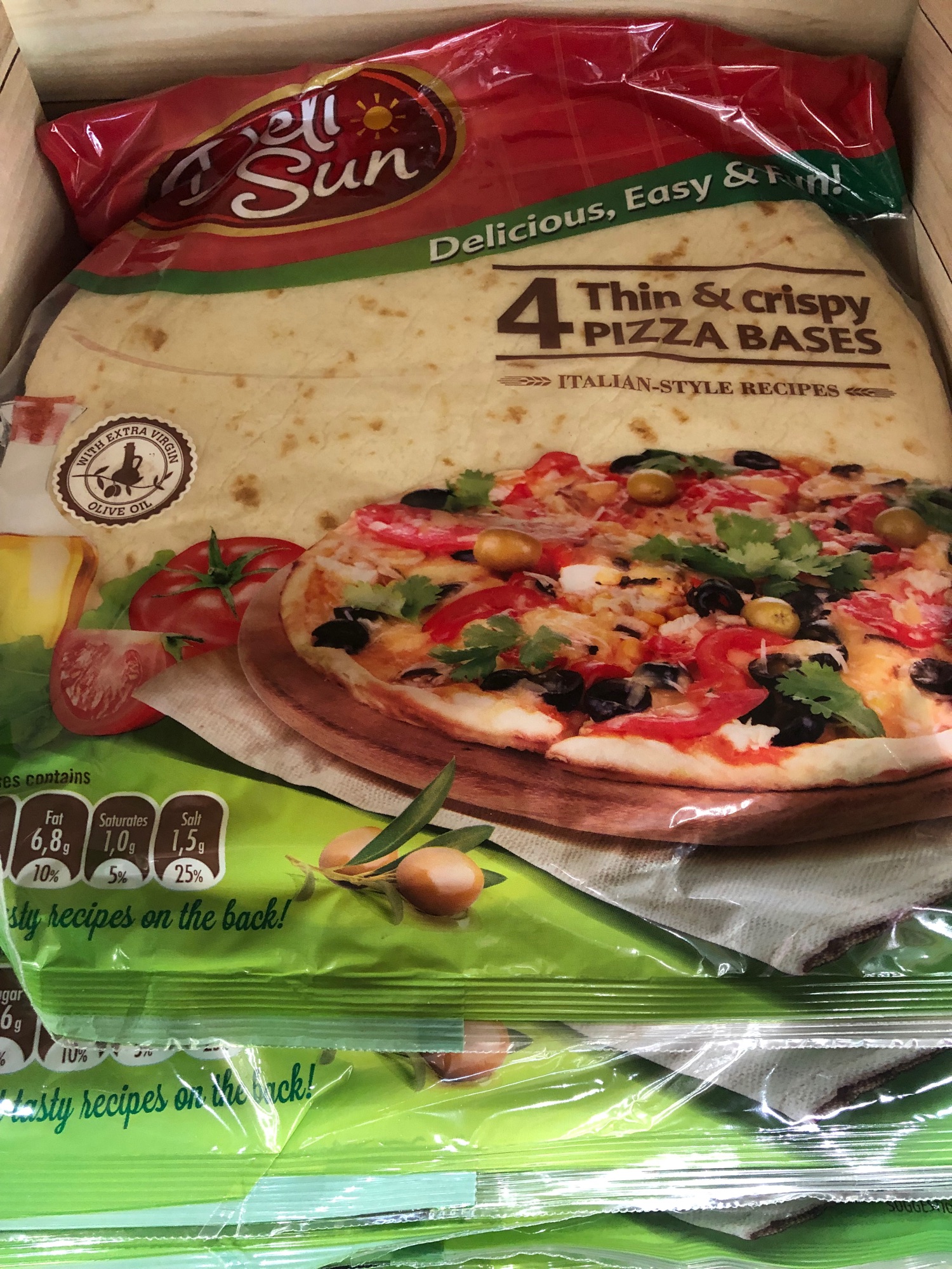 Deil sun Pizza Bases Thin&Cripsy แผ่นแป้งพิซซ่า บางกรอบ 4 pcs