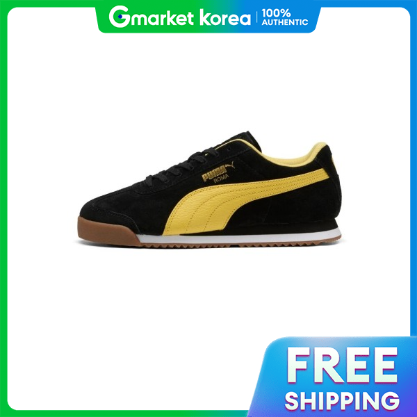PUMA | Puma Women's Sneakers, Low-Top, Roma Suede, Black Sunny Yellow, Daily Lightweight Comfortable ราคา 3,872 บาท*ส่งฟรี