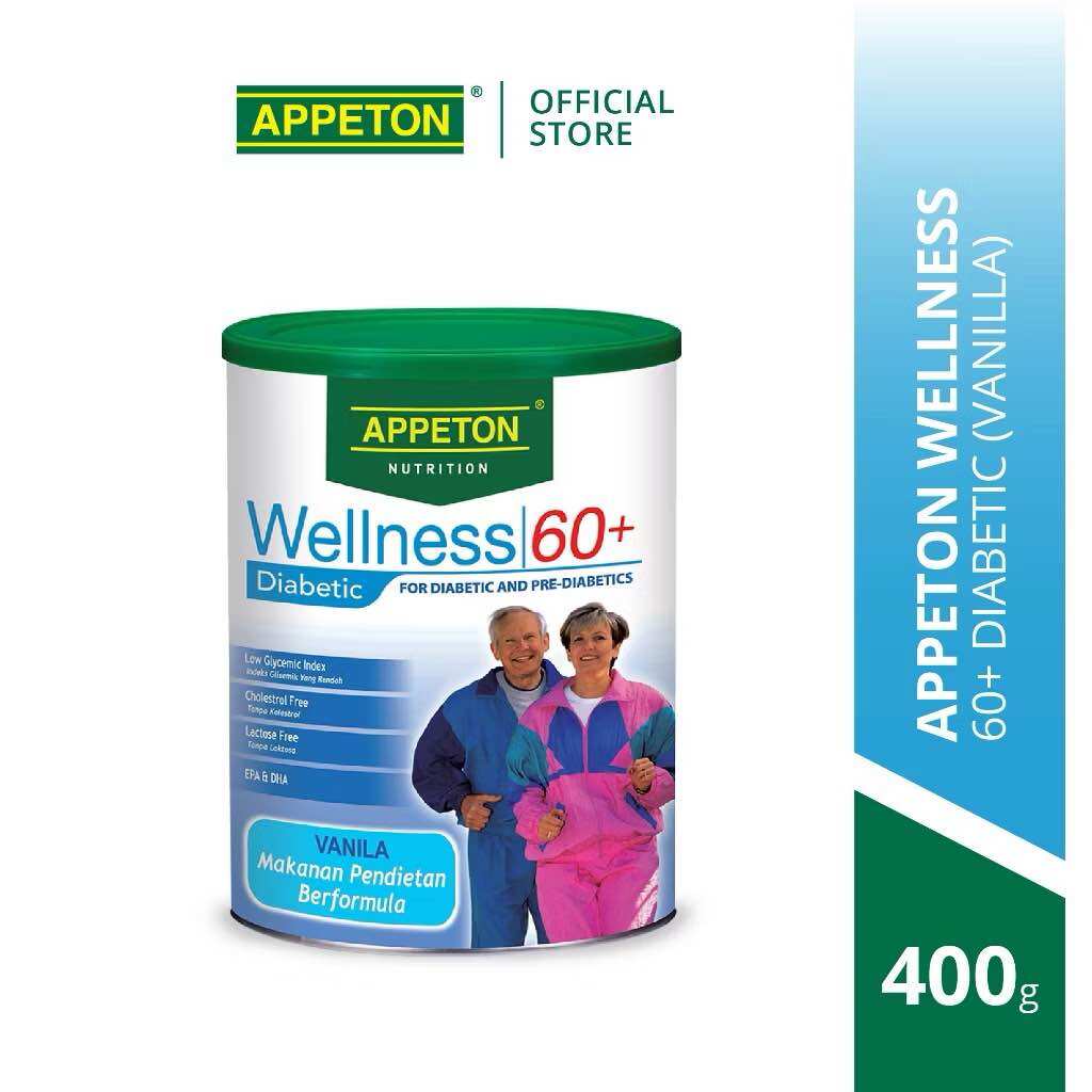 APPETON Wellness 60+ Diabetic Nutrition Milk for Diabetics & Pre-Diabetics Geriatric Nutrition - Vanilla (400g)