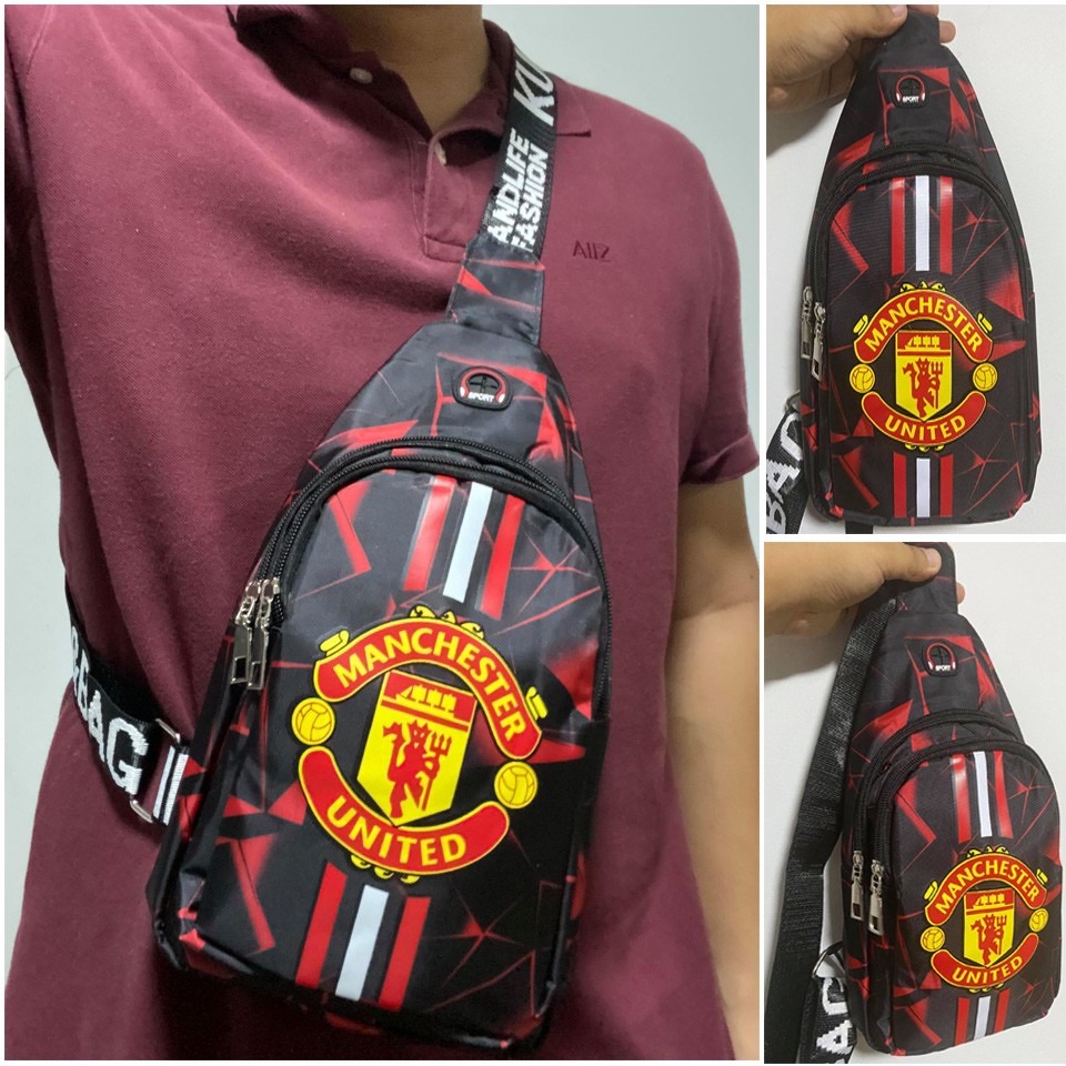 กระเป๋าเป้ กระเป๋าคาดอก แมนยู man u Manchester United ลายสวยงาม สีแดง