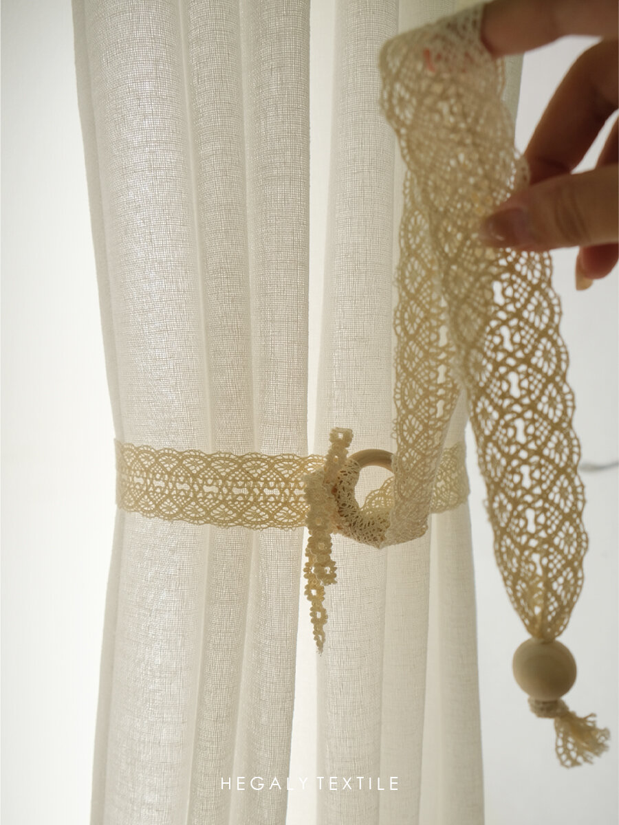 เลือกซื้อ ผ้าม่าน Romantic Lace Door Curtain Tie Decorative Retro French Style Bundling Strap HEGLY Beige Colorful European Style Home Fabric ราคาพิเศษ มีเก็บเงินปลายทาง