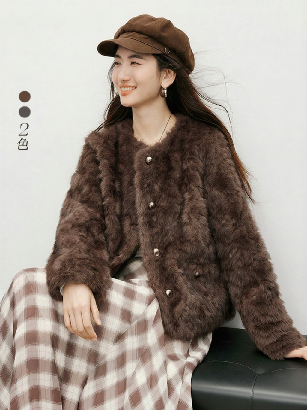 HOPESHOW | Stylish Eco-friendly Slim Fit Suede Imitation Fur Coat ราคา 5,858 บาท*ส่งฟรี
