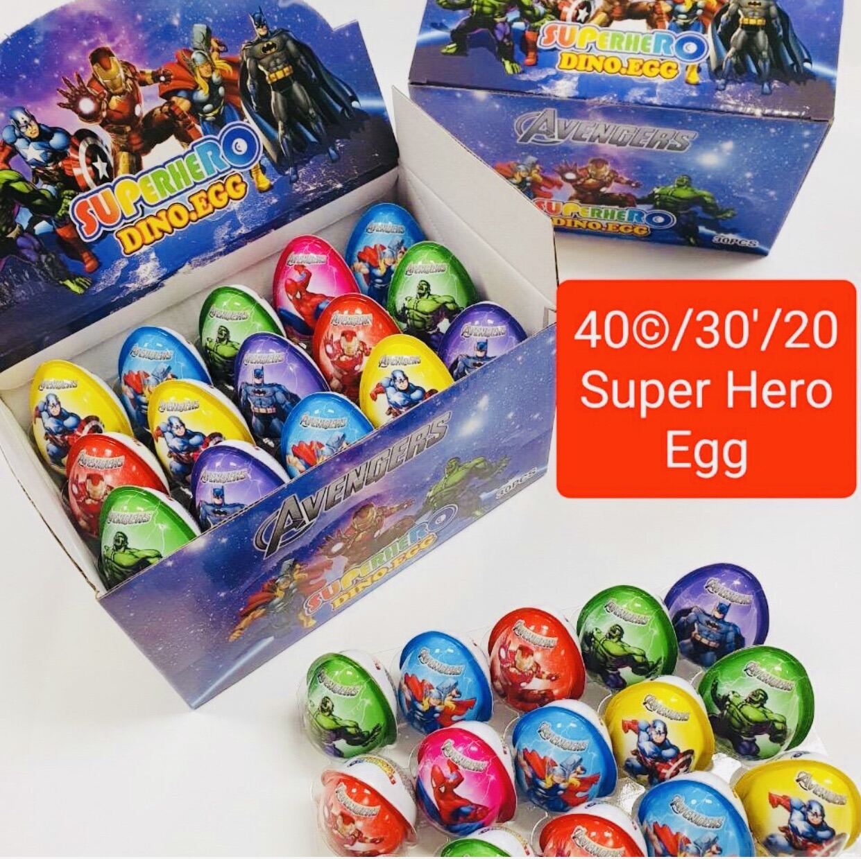 super Hero egg 15ลูก คละลาย ขนมปังช็อกโกแล็ต&ของเล่น น่ารักๆๆ