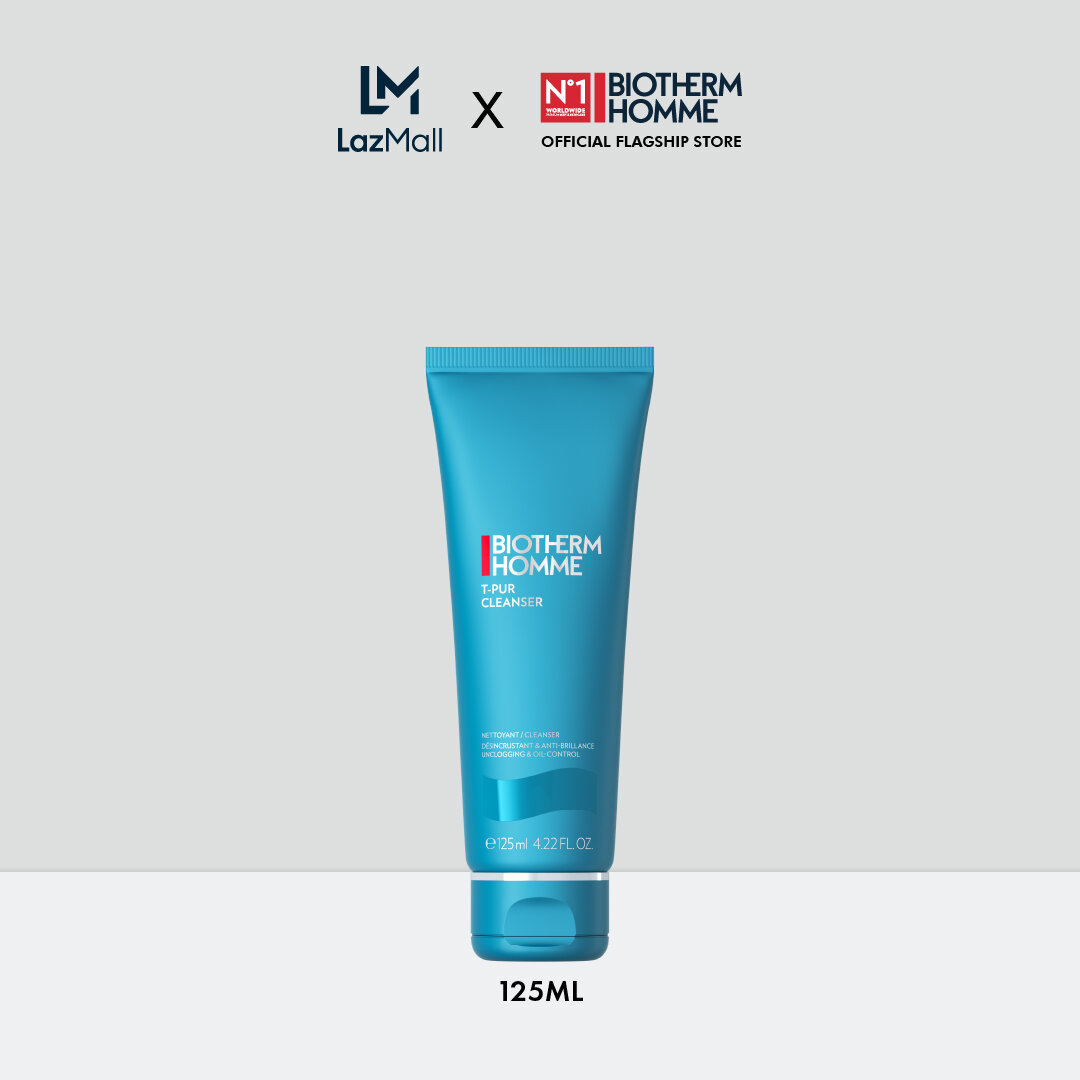 BIOTHERM HOMME T-Pur Cleanser 125ml ไบโอเธิร์ม ออมม์ ที เพียว คลีนเซอร์ สำหรับผิวมัน ควบคุมความมัน เหงื่อ (โฟมล้างหน้าผู้ชาย ผลิตภัณฑ์สำหรับผู้ชาย Skincare for Men) ราคา 1,250 บาท*ส่งฟรี