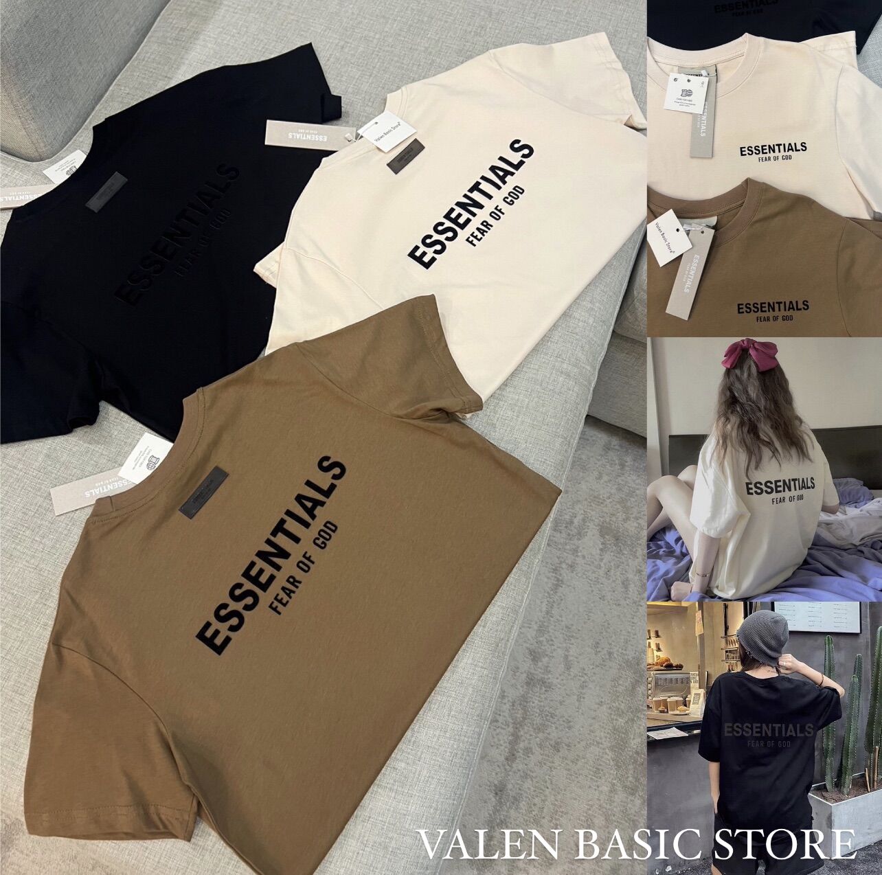 ESSENTIALS T-shirt เสื้อยืดสกรีนหน้าหลัง เนื้อผ้าดีใส่สบาย ลายน่ารัก แ ...