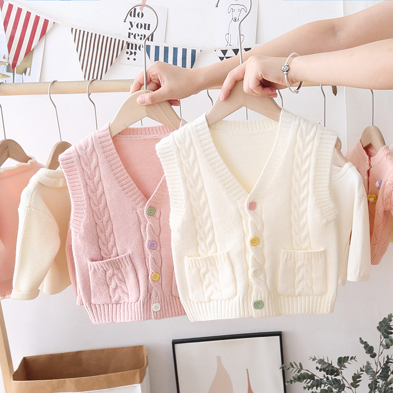 Spring and autumn new baby girl coat cute embroidered sleeveless vest  children's clothing