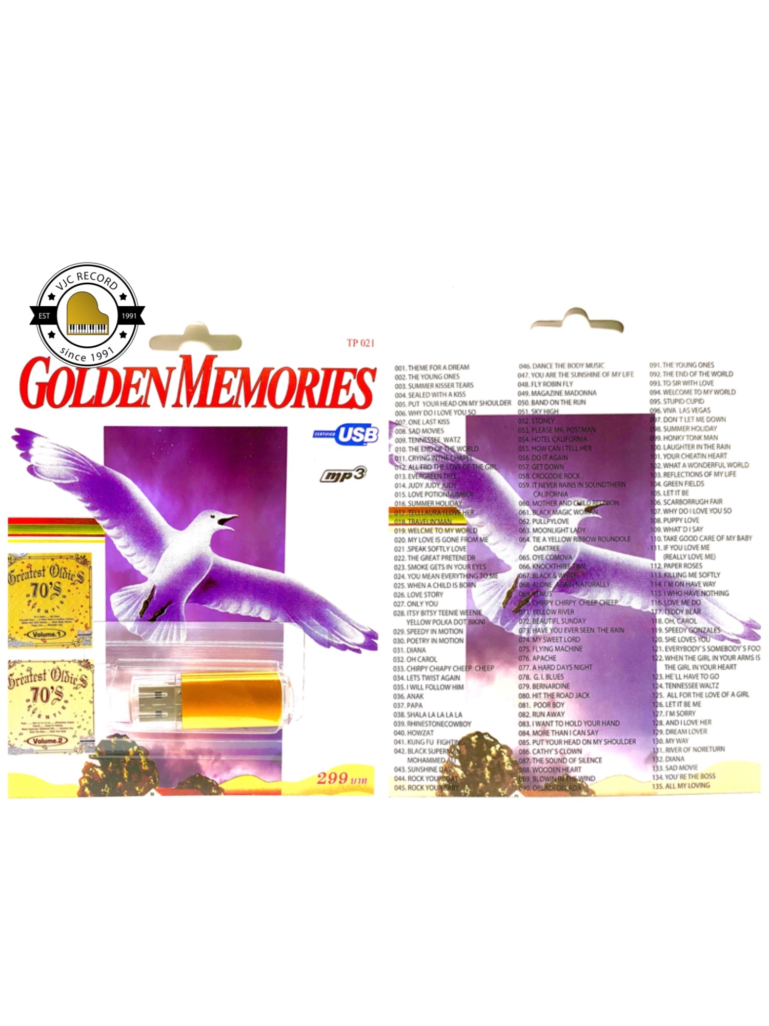 (หมดแล้วหมดเลย สากลต้นฉบับแท้) สุดคุ้มเสียบฟังได้เลย!! USB Mp3 แฟลชไดร์ฟ รวม 135 เพลงสากลต้นฉบับ Golden memories