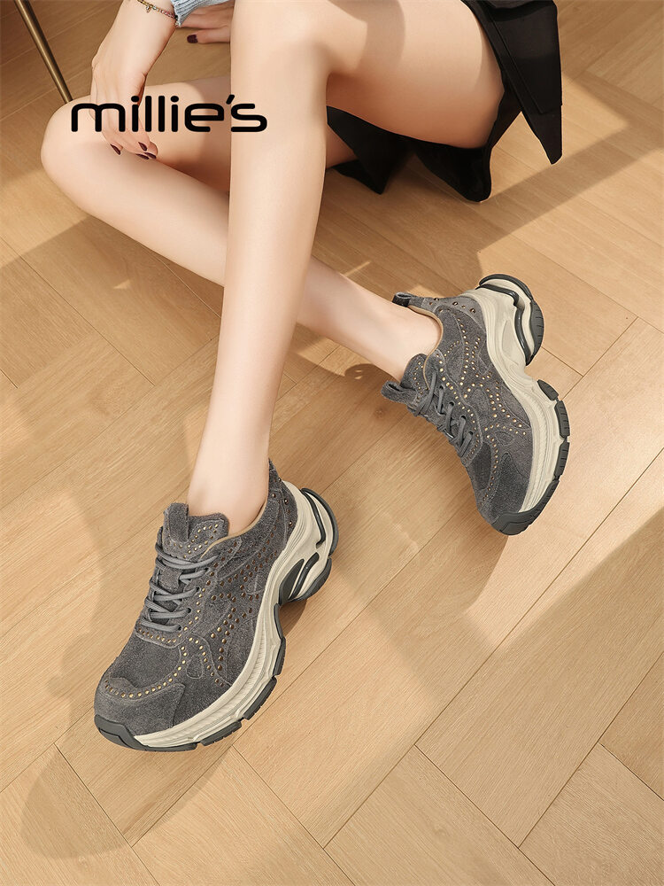 MILLIE'S | Lace-up Versatile Comfortable Flat Dad Shoes Autumn/Winter 2025 ราคา 10,611 บาท*ส่งฟรี