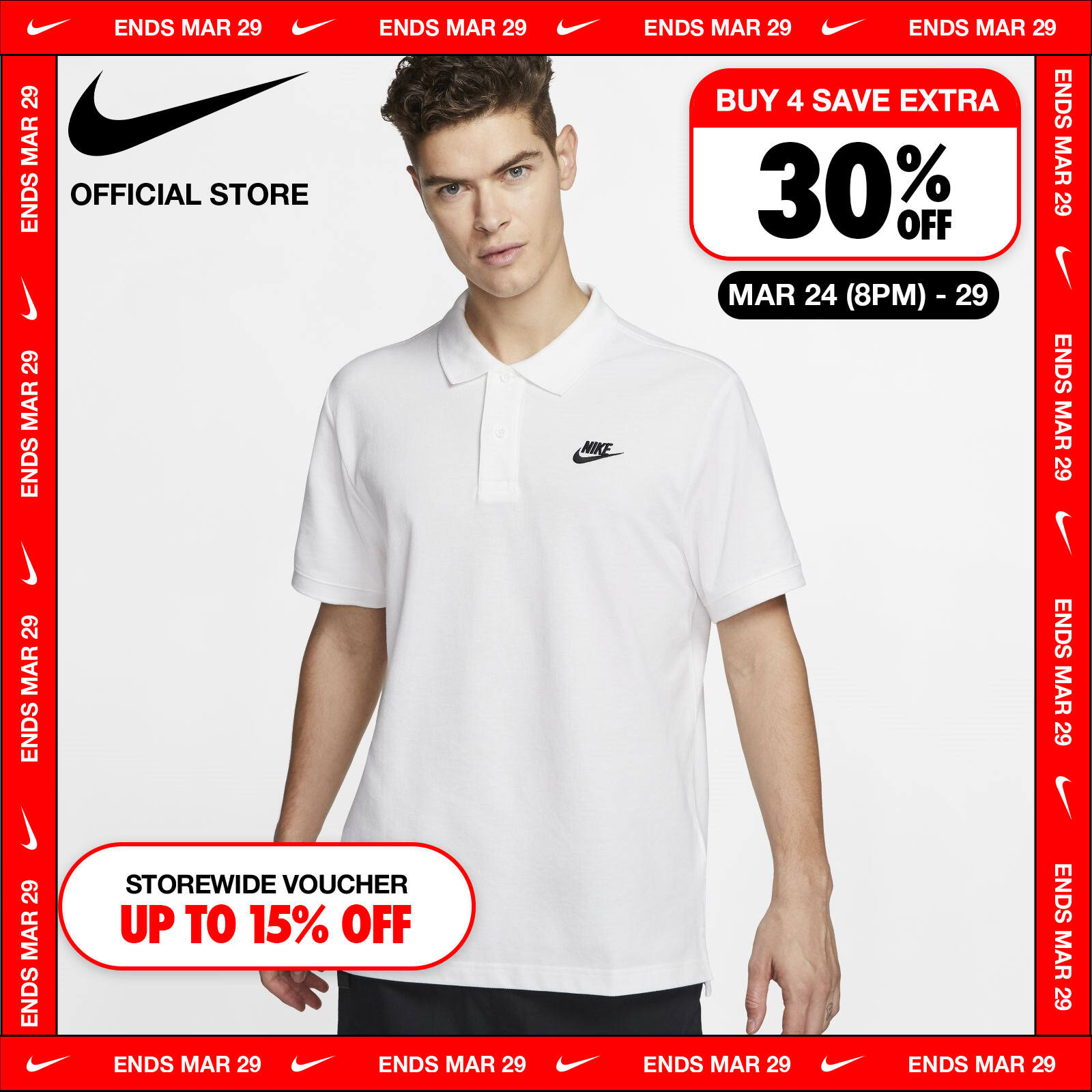 Nike Sportswear Polo - White ราคา 1,600 บาท*ส่งฟรี