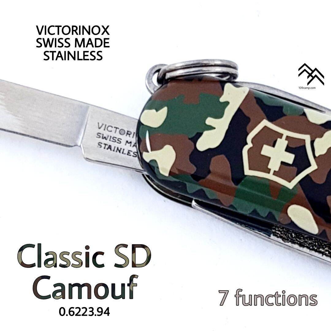 มีดพับอเนกประสงค์ ลิขสิทธิ์แท้ VICTORINOX รุ่น Classic SD มีรุ่นจิ๋วที่ขายดีที่สุดในโลก ผลิตสวิส น้ำหนักเบา พกติดพวงกุงแจสวย