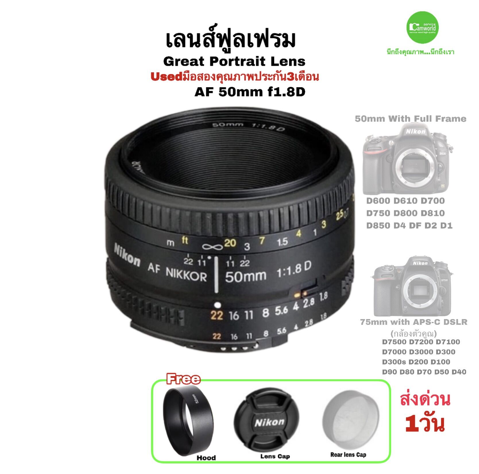 Nikon 50mm F1.8D nikkor AF Lens เลนส์ฟิก ฟูลเฟรมสุดคุ้ม for D750 D600 ...